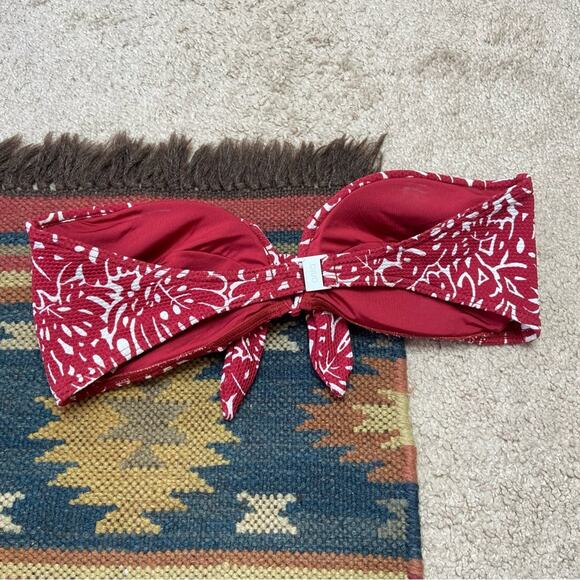 Onia Red and White Bandeau Bikini Top Size Large - Picture 2 of 5